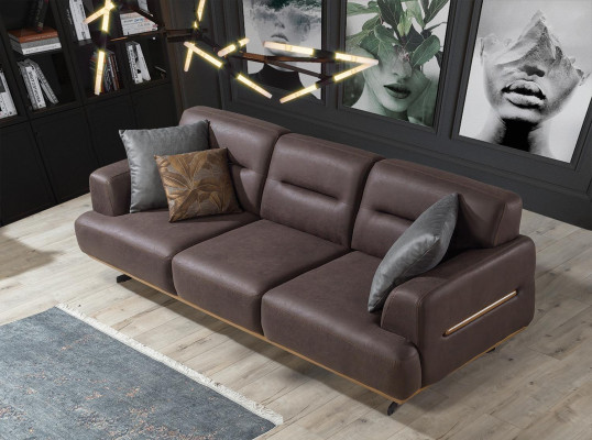 Braune Sofa Wunnzëmmer Couch Dräisëtzer Luxus Ariichtung Polstersäll Mëbel