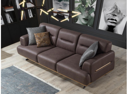Braune Sofa Wunnzëmmer Couch Dräisëtzer Luxus Ariichtung Polstersäll Mëbel