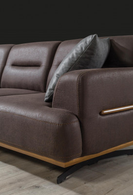 Braune Sofa Wunnzëmmer Couch Dräisëtzer Luxus Ariichtung Polstersäll Mëbel