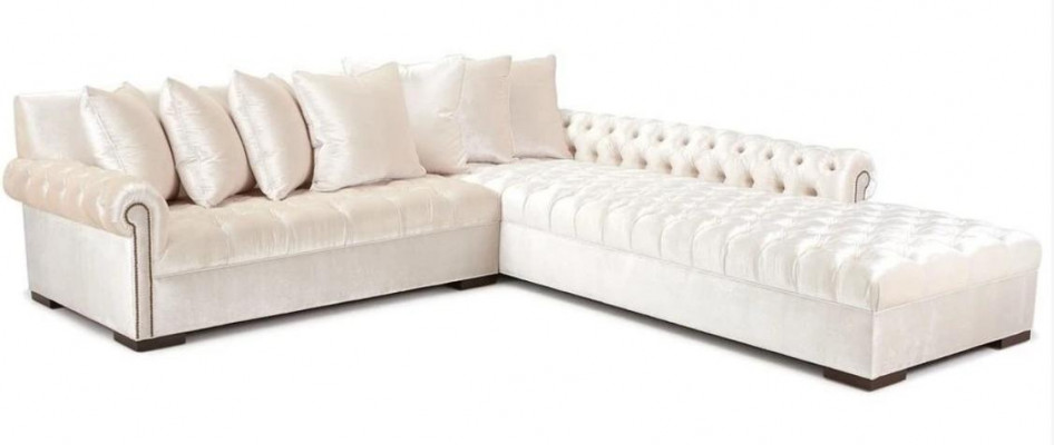 Wäiss Ecksofa Sofa Stoff Chesterfield Design Couchen Polster Sofae Luxus Miwwelen