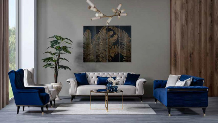 Modern Chesterfield Sofagarnitur Luxus Canapéen Edel Chesterfield-Sofaen