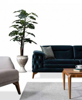 Wunnzëmmer Sofa Luxus Couch Textilmöbel Polstersofa Neit Holzgestell -
