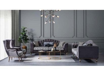 Groe Stull Textil Lounge-Stull Einsëtzer Polstersëtz Wunnzëmmer Holz