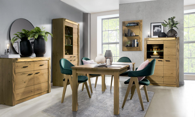 Auszéibarer Design Holzdësch Dësch Iess Wunnzëmmer Holz Dëscher Nei 160/200cm Nei