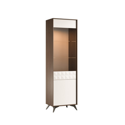 Modern Vitrin Schaf Vitrinnen Wunnzëmmer Schau Design Schief Glas Miwwel nei