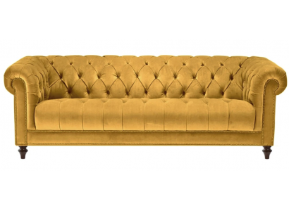 Gelb Dreisitzer Stoff Wohnzimmer Design Couchen Polster Sofa Sofas Chesterfield