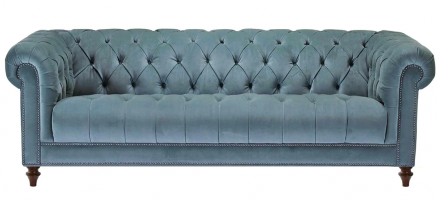 Chesterfield Türkis Design Canapéen Gepolstert Canapé Nei Drësëtzer Stoff Wunnzëmmer