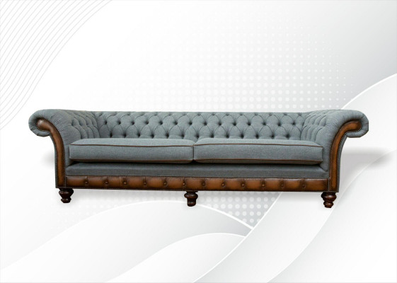Grouss XXL Sofa 4-Sëtzer Couch Chesterfield Polster Garnitur Lieder Textil Gro.