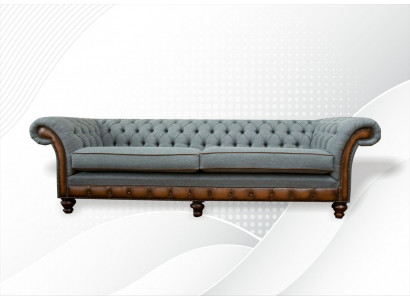 Grouss XXL Sofa 4-Sëtzer Couch Chesterfield Polster Garnitur Lieder Textil Gro.
