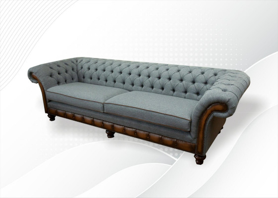 Grouss XXL Sofa 4-Sëtzer Couch Chesterfield Polster Garnitur Lieder Textil Gro.
