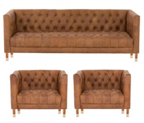 Brong Samt Chesterfield 2 Sesselen Lieder Modern Design Miwwelen Sofa Set Sofen Nei