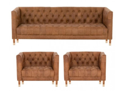Brong Samt Chesterfield 2 Sesselen Lieder Modern Design Miwwelen Sofa Set Sofen Nei