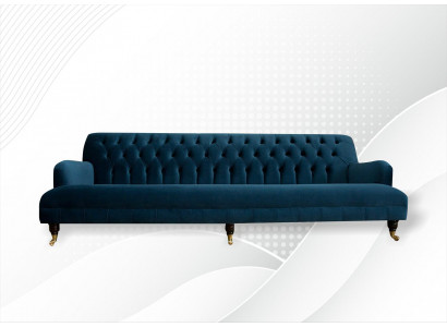 Grouss Sofa Couch Chesterfield 250cm Polstersoffa 4-Sëtz Lieder Textil Turkis