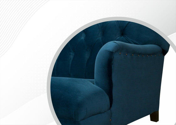 Grouss Sofa Couch Chesterfield 250cm Polstersoffa 4-Sëtz Lieder Textil Turkis