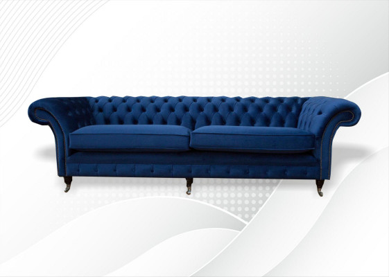 Blo XXL Grouss Sofa Couch Chesterfield 265cm Polster Sofas 4 Sëtzer