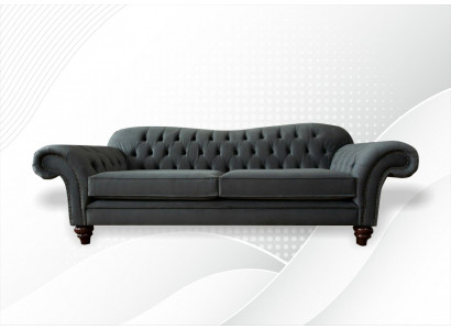 XXL Chesterfield Sofa 4 Sëtzer Couch Polster Sëtz Garnitur Lieder Textil