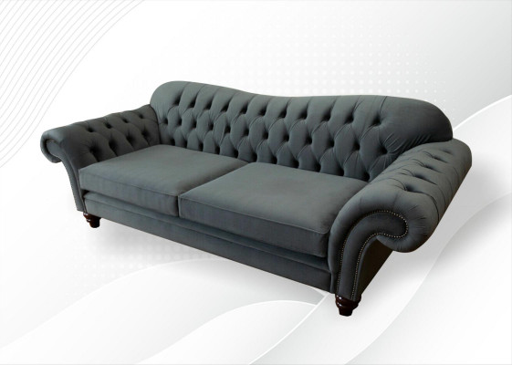 XXL Chesterfield Sofa 4 Sëtzer Couch Polster Sëtz Garnitur Lieder Textil