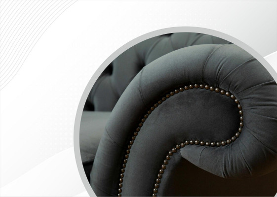 XXL Chesterfield Sofa 4 Sëtzer Couch Polster Sëtz Garnitur Lieder Textil