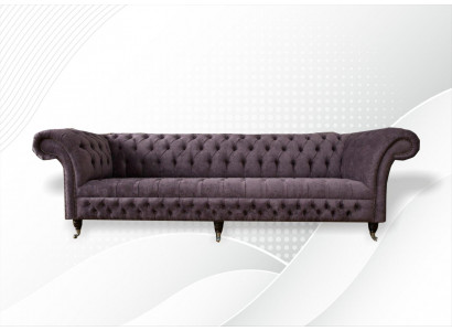 XXL Grouss Canapé Couch Chesterfield 265cm Polster Canapéen 4-Sëtz Lieder