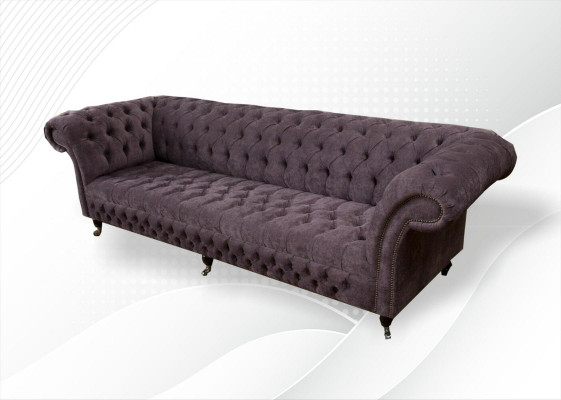 XXL Grouss Canapé Couch Chesterfield 265cm Polster Canapéen 4-Sëtz Lieder