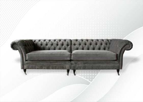 XXL Chesterfield Sofa 4 Sëtzer Canapé Polster Sëtz Garnitur Textil Lieder