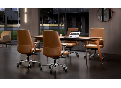 Büro Set 4x Konferenzstull & Konferenztësch Komplettset Versammlungstësch 5tlg.