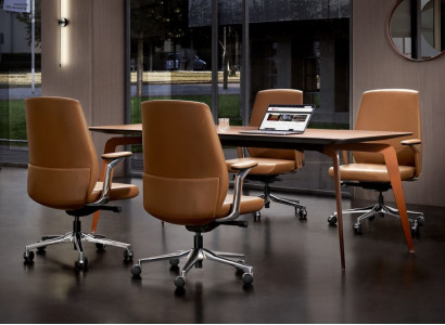 Büro Set 4x Konferenzstull & Konferenztësch Komplettset Versammlungstësch 5tlg.