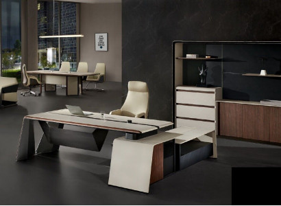 Büromiwwelen Aarbechtszëmmer Büro Miwwele Schreifdësch Schaf Sëtzfauteuil 3-Del. Set