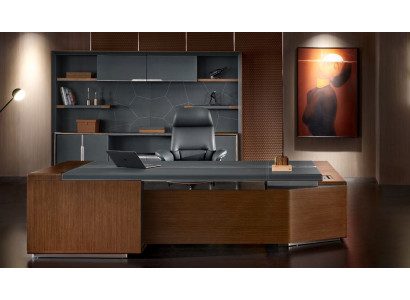 Design Büro Dësch Schreifdësch Sesselleiwen Ariichtung Ecktisch mat Stull 2-Deeler. Nei