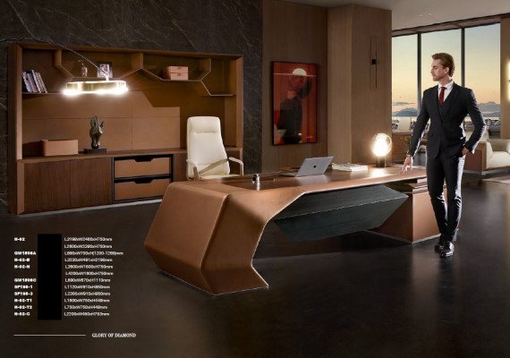Designer Büro Aarbechtszëmmer Set Regal Dësch Schaf Komplett Set Miwwelen