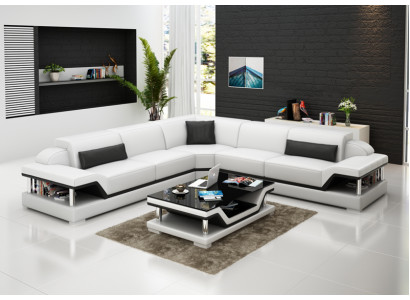 Ledercouch mat USB Wunnlandschaft Eckcouch Eck Garnitur Design Modern Sofa G8004B