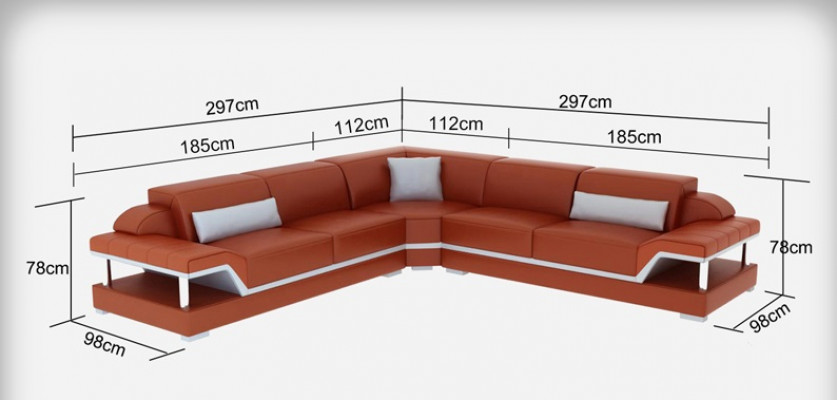Ledercouch mat USB Wunnlandschaft Eckcouch Eck Garnitur Design Modern Sofa G8004B