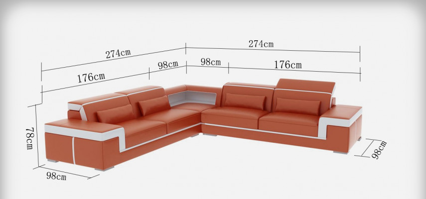 Ledercouch mat USB, Wunnlandschaft Eckssofa Eck Garnitur Design Modern Sofa G8020B