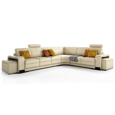 Ecksofa + USB, Polstersofa Wunnlandschaft Sëtz Eck Garnitur Lieder Textil FrancoC
