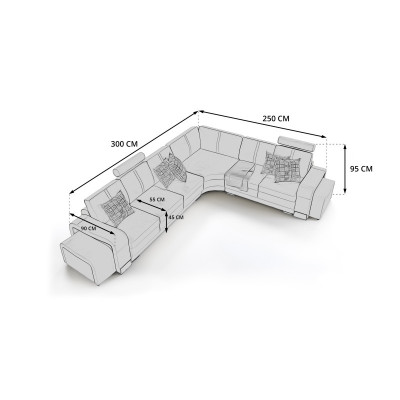 Ecksofa + USB, Polstersofa Wunnlandschaft Sëtz Eck Garnitur Lieder Textil FrancoC