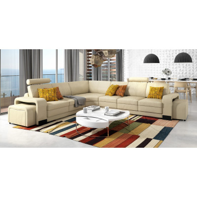 Ecksofa + USB, Polstersofa Wunnlandschaft Sëtz Eck Garnitur Lieder Textil FrancoC