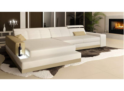 Ledercouch mat USB Wunnlandschaft Eckcouch Eckorganisatioun Design Modern Couch C4010B
