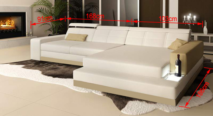 Ledercouch mat USB Wunnlandschaft Eckcouch Eckorganisatioun Design Modern Couch C4010B