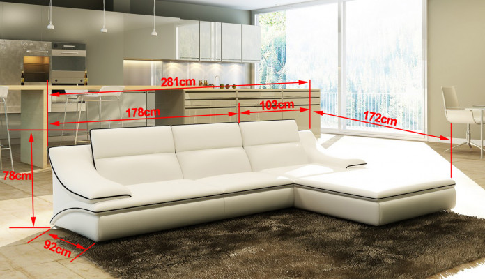Ledersofa mat USB, Wunnlandschaft Ecksofa Eck Garnitur Design Modern Sofa A1160C
