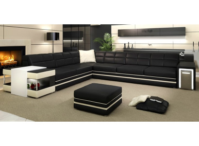 Canapé an Eckform Sofa USB Polster Lieder Wunnlandschaft Eck Garnitur L-Form Lieder-Canapé 3026