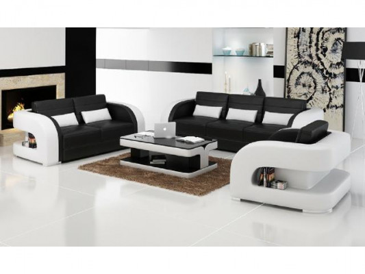 Sofagarnitur Ledersofa USB Sofa Couch Sofa Wunnlandschaft Garnituren 3+2+1 Nei