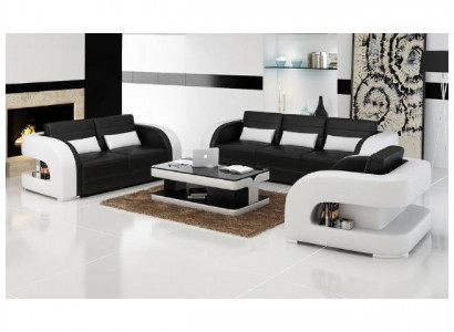 Sofagarnitur Ledersofa USB Sofa Couch Sofa Wunnlandschaft Garnituren 3+2+1 Nei