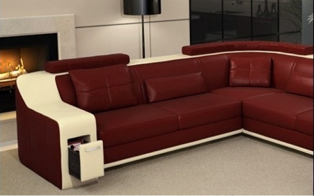 Eckcouch mat USB Lieder Textil Sofa Canapé Polster Wunnlandschaft L Garnitur Sëtz