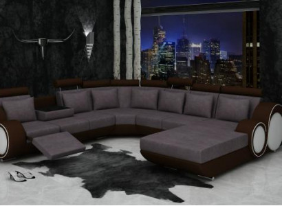 Textil Sofa mat USB XXL Wunnlandschaft Stoff Couch Grouss Polster Sofa U Form Nei