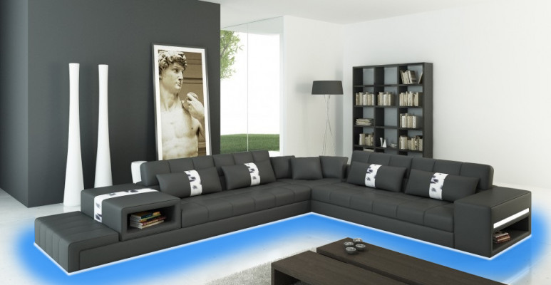 Eckcanapé mat USB Canapé Canapé-Wohnlandschaft Sëtzeck Garnitur Lieder Textil Peterso