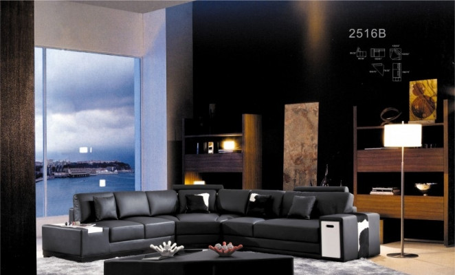 Modern Eckcouch Wunnlandschaft Canapé Dësch Sideboard Sofa USB Eckgarnitur 3tlg.