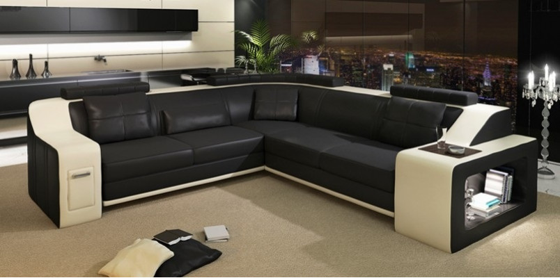 Ecksofa Lieder Textil Sofa Couch USB Polster Wunnlandschaft L Garnitur Sëtz Nei