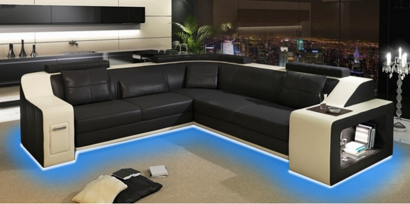 Ecksofa Lieder Textil Sofa mat USB Polster Wunnlandschaft L Garnitur Sëtz Isching