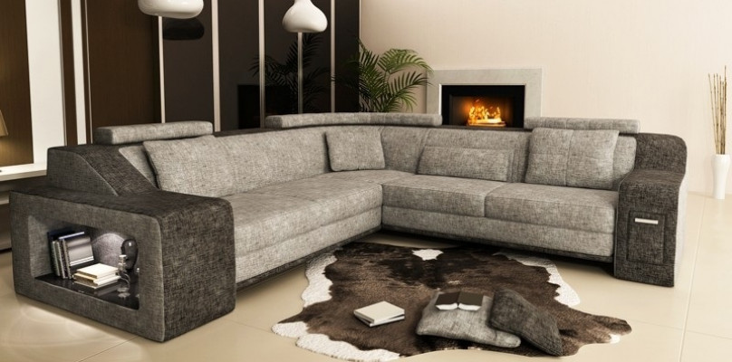 Ecksofa Lieder Textil Sofa mat USB, Polster Wunnlandschaft L Garnitur Sëtz Isching