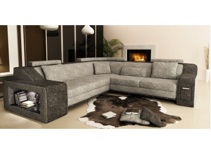Ecksofa Lieder Textil Sofa mat USB, Polster Wunnlandschaft L Garnitur Sëtz Isching